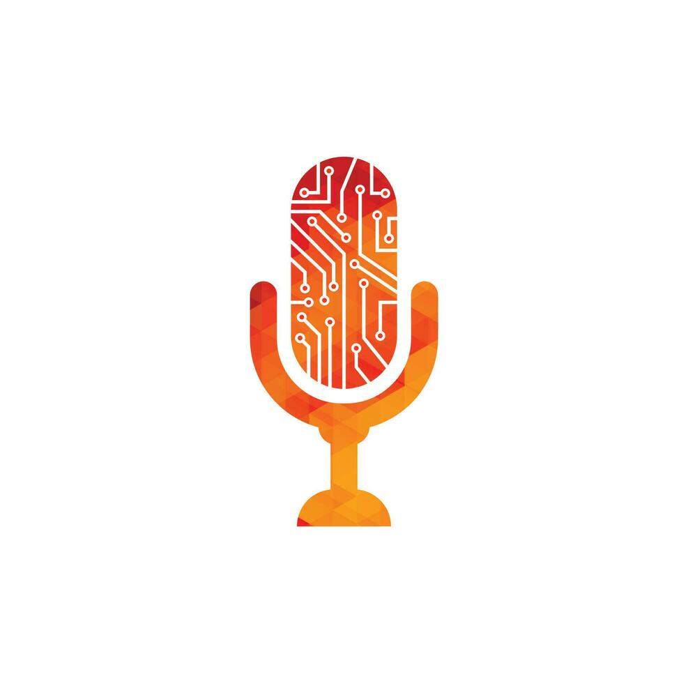 Designelement für das Logo des Tech-Podcast-Symbols vektor