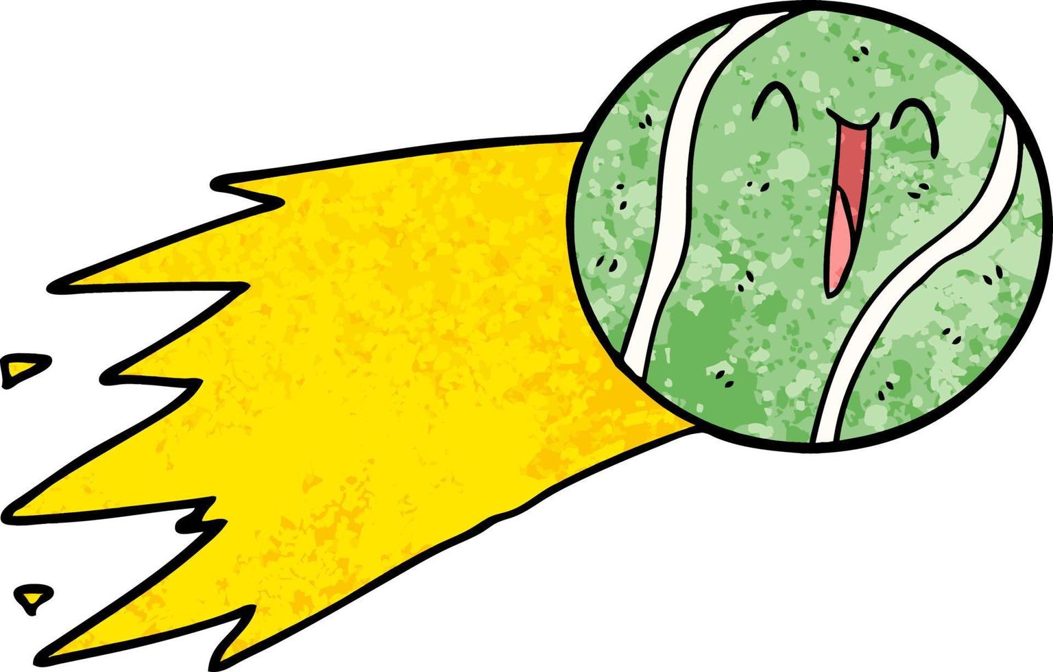 Retro-Grunge-Textur Cartoon fliegender Tennisball vektor