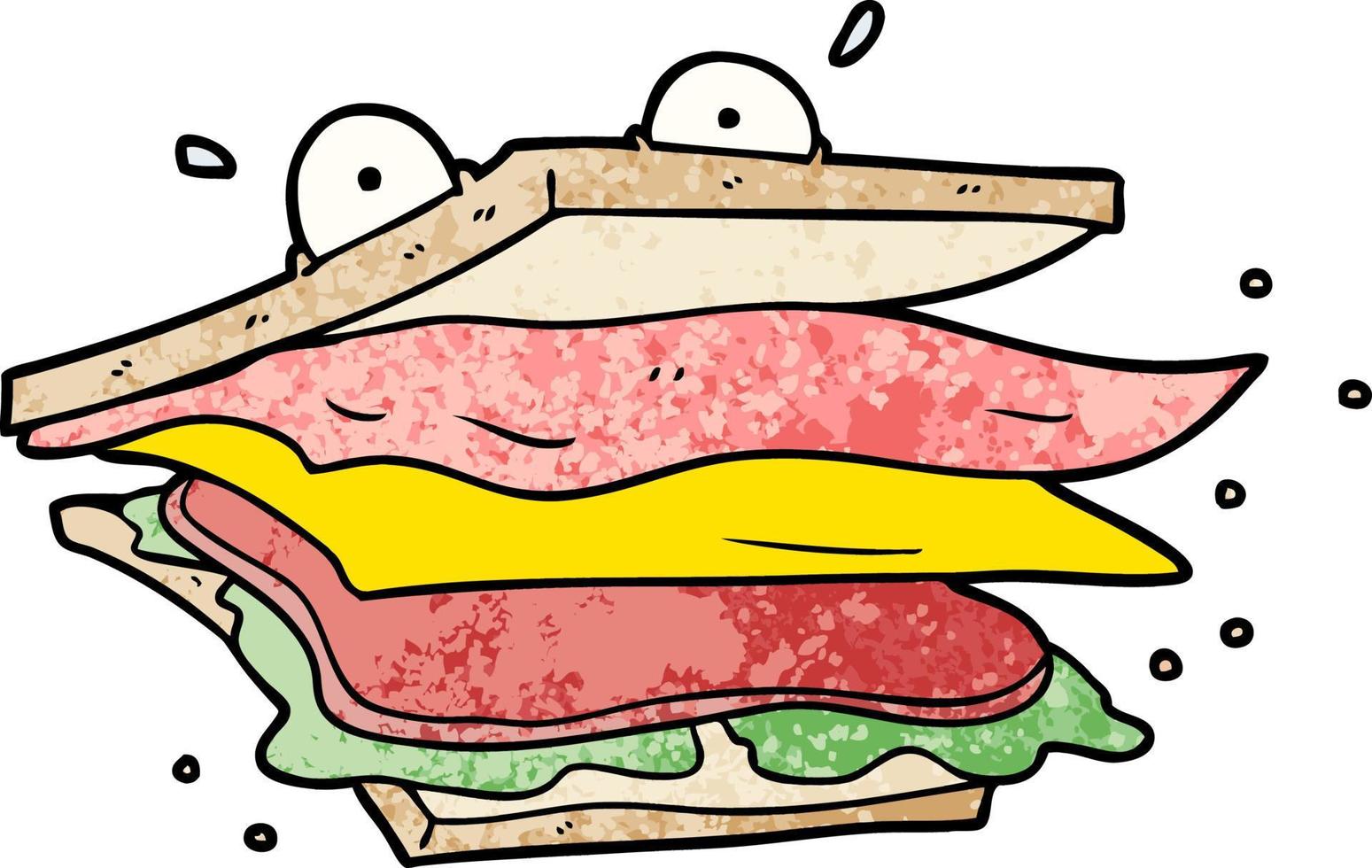 Cartoon-Sandwich mit Retro-Grunge-Textur vektor