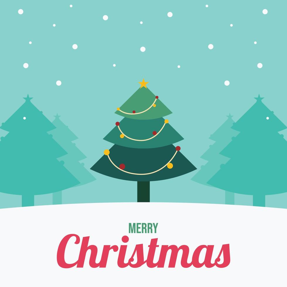 social media frohe weihnachten grußkartenvorlage mit weihnachtsbaumillustrationsvektor vektor