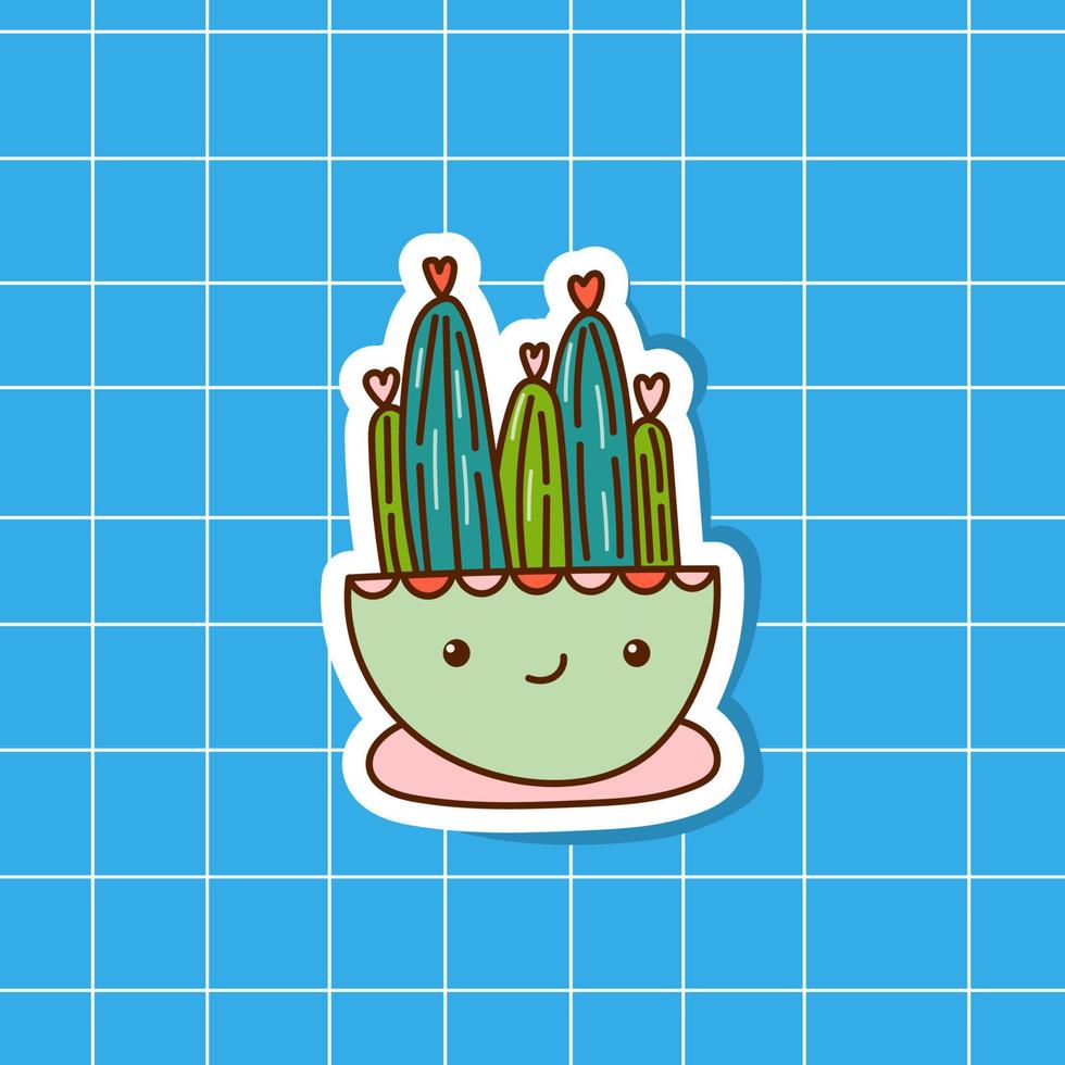 mexikanischer Kaktus in einem Topf. süße gekritzelzimmerpflanze. Vektor-Illustration. ein Element zum Erstellen von Postkarten, Postern, Notizbüchern, T-Shirts. vektor