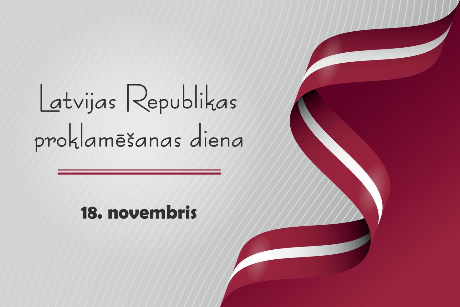 skön högtidlig oberoende dag 18 november i lettland hälsning kort vektor