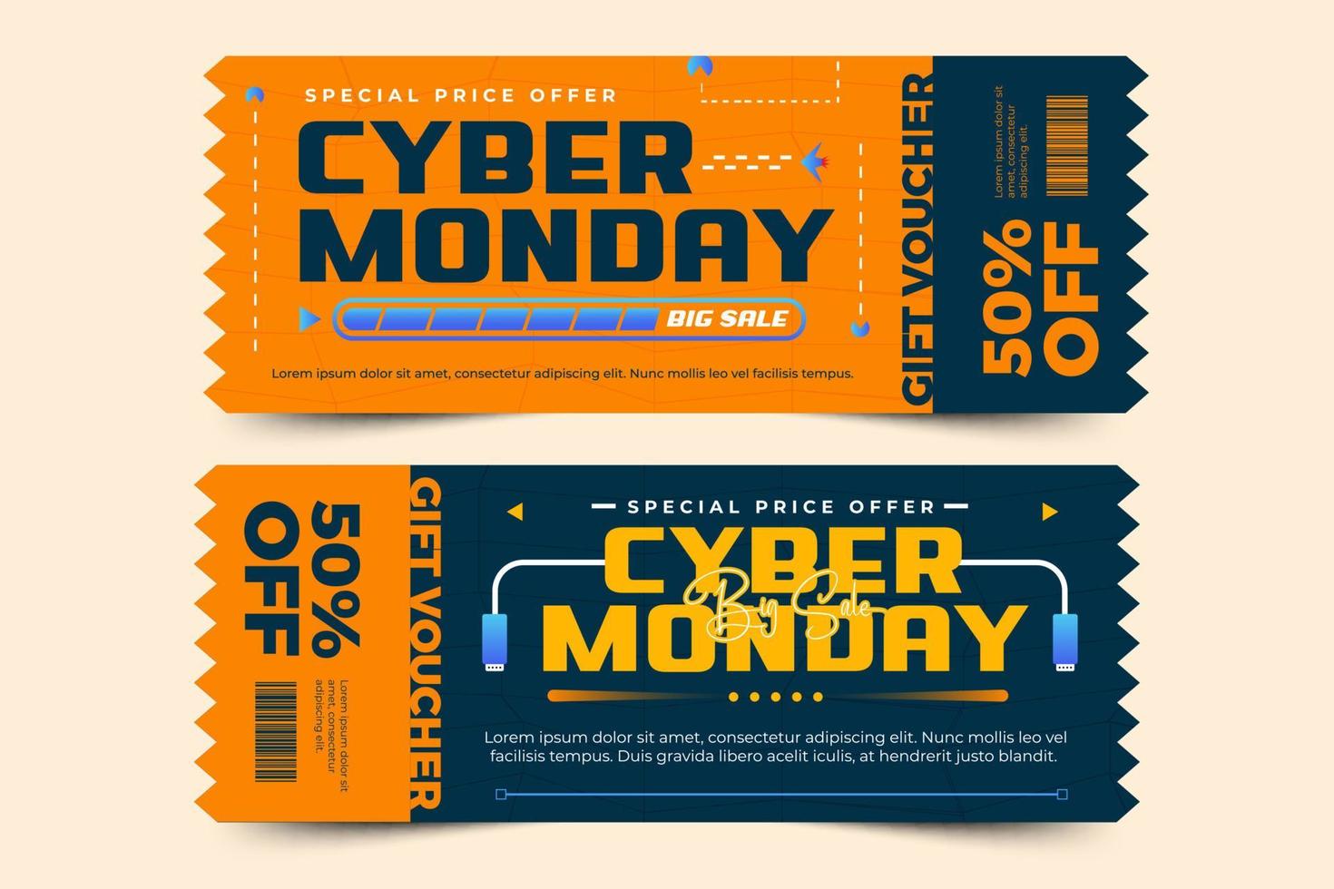 cyber måndag voucher eller kupong design mall vektor