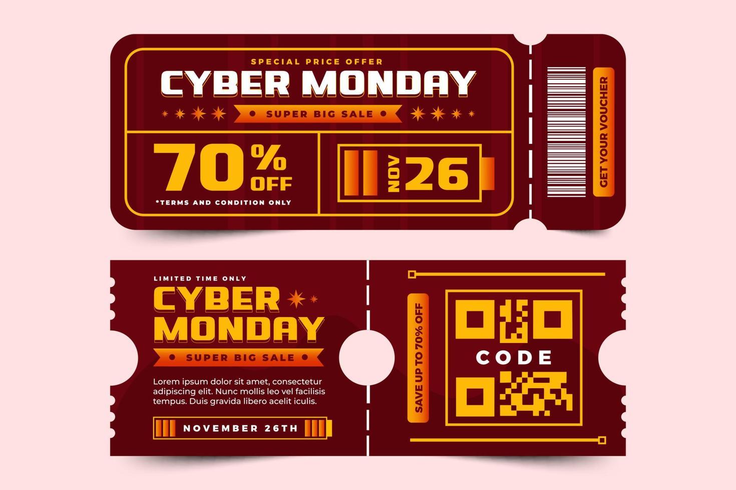 cyber måndag voucher eller biljett design mall vektor