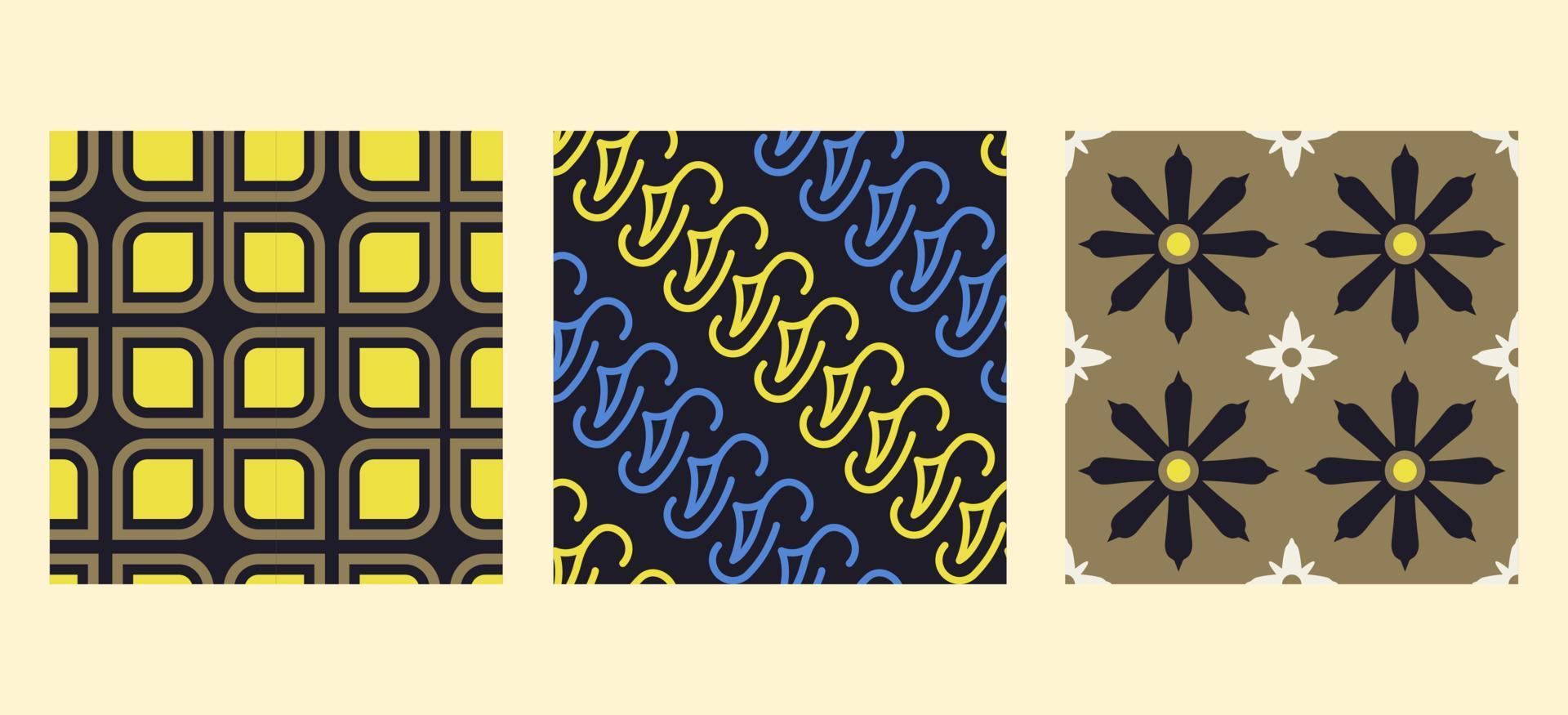 Batik-Muster-Set. einfaches Batik-Design vektor