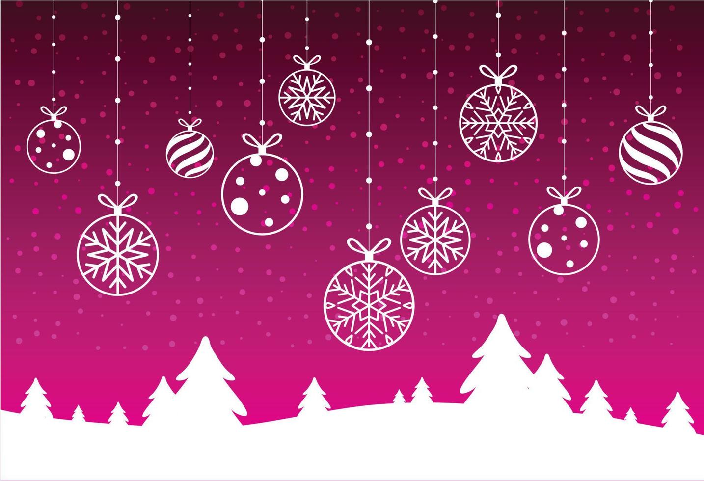 vektorrealistische weihnachtskugel auf lila hintergrund mit goldenen modernen typografiegrüßen in einem rahmen. edle Karte oder Poster. vektor
