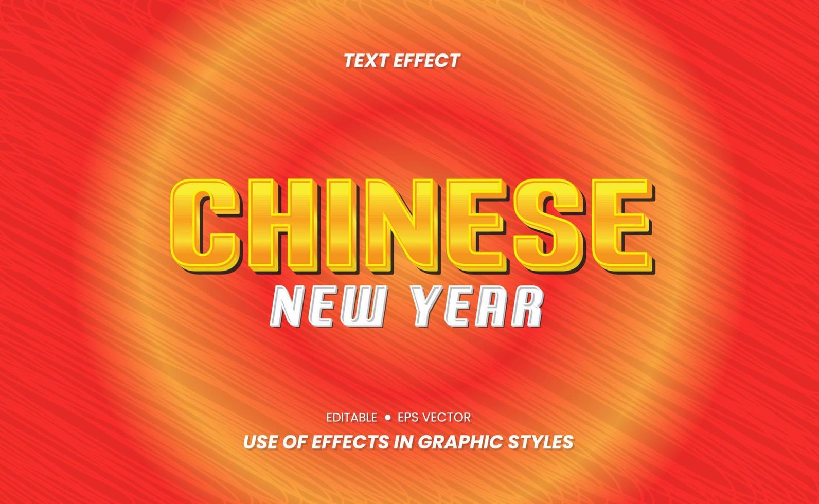 kinesisk ny år text effekt - 3d text kan vara redigerad och ord kan vara ändrats för firande dag via grafisk stilar miljö. vektor