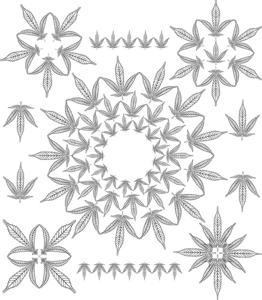 Cannabis-Umrissmuster vektor