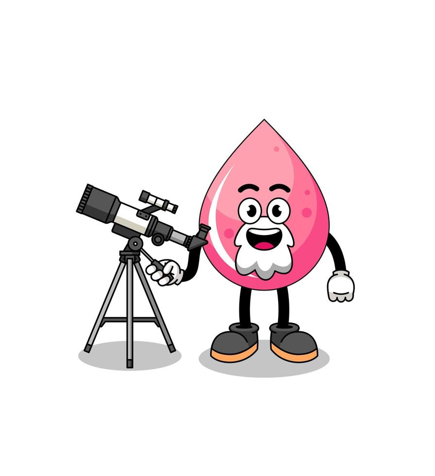 illustration av jordgubb juice maskot som ett astronom vektor