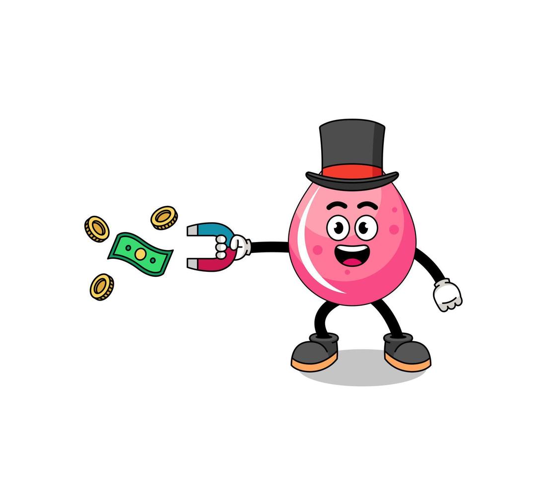karaktär illustration av jordgubb juice fångst pengar med en magnet vektor
