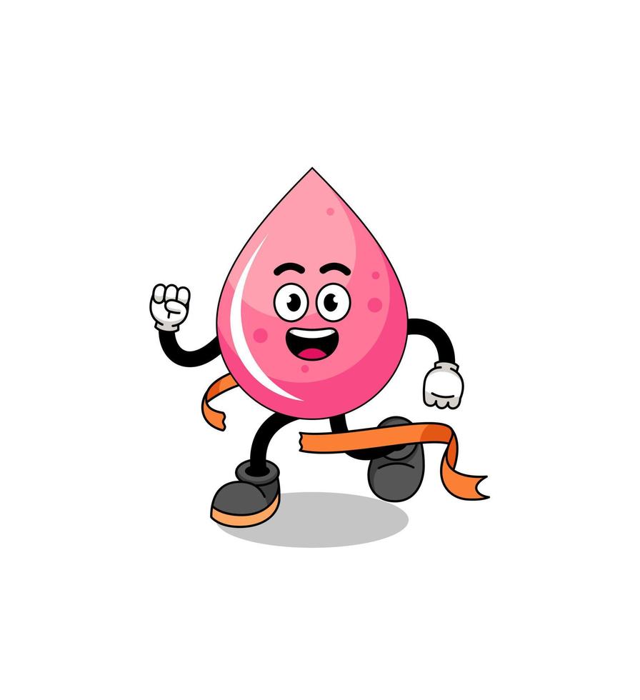 maskot tecknad serie av jordgubb juice löpning på Avsluta linje vektor