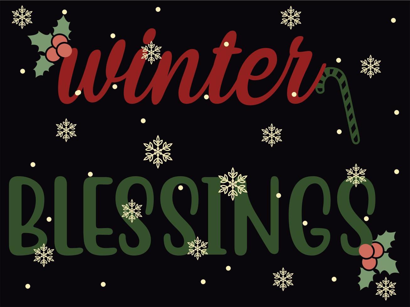 wintersegen 02 frohe weihnachten und frohe feiertage typografie-set vektor