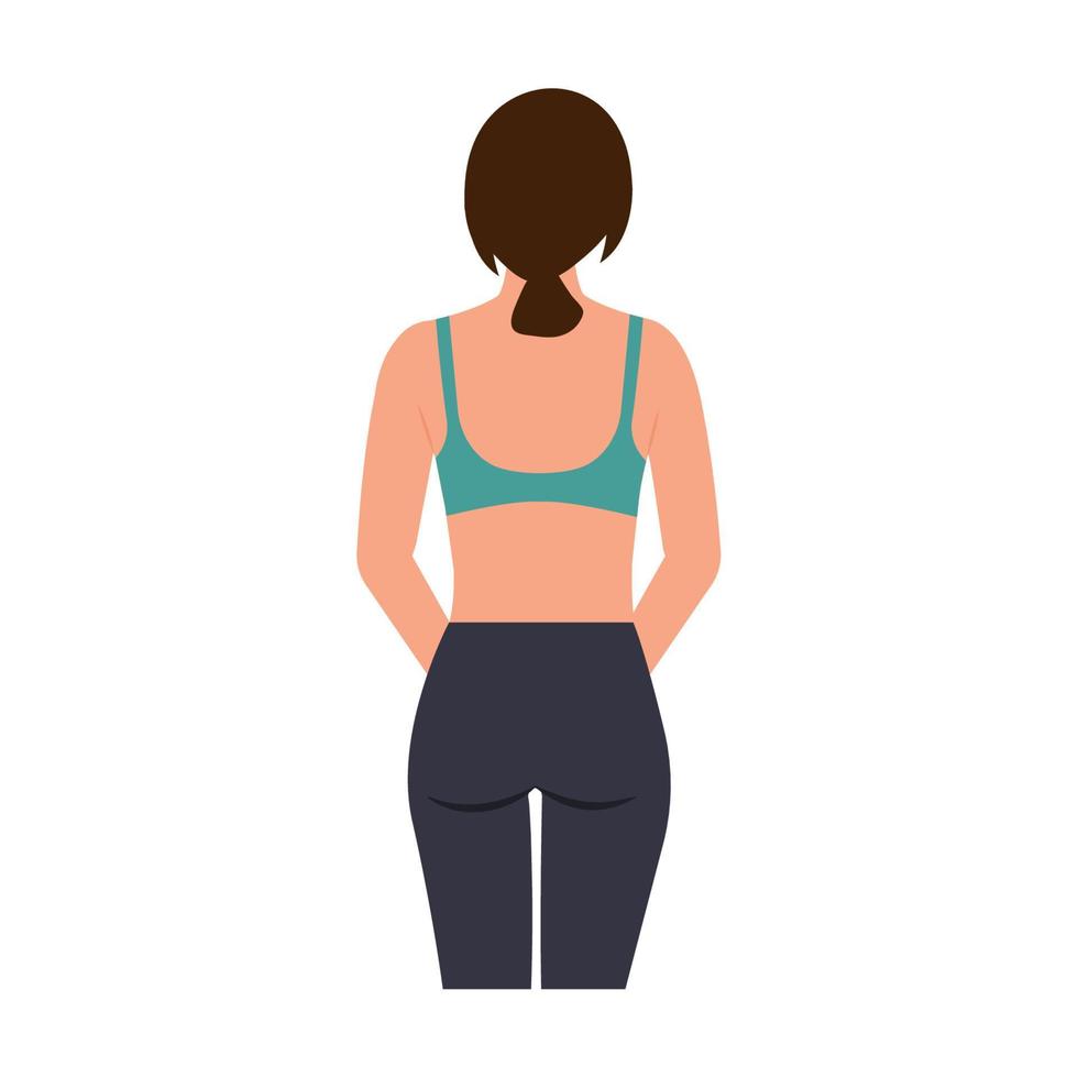 smal tonad ung kropp av de flicka. sportig kvinna i sportkläder. tillbaka view.vector illustration isolerat på vit bakgrund vektor