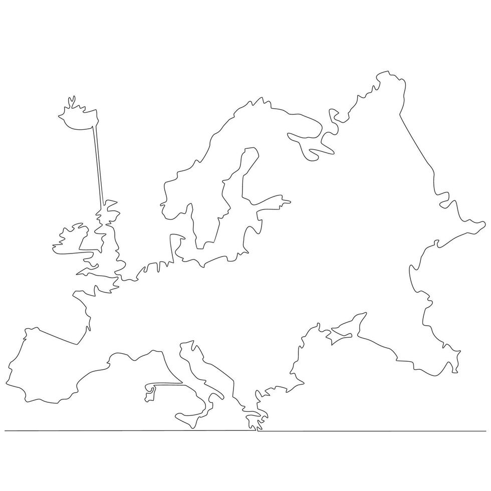 kontinuerlig linje teckning av Karta Europa vektor linje konst illustration