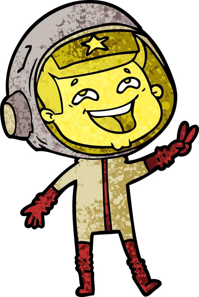 Retro-Grunge-Textur Cartoon lustiger Raumfahrer vektor