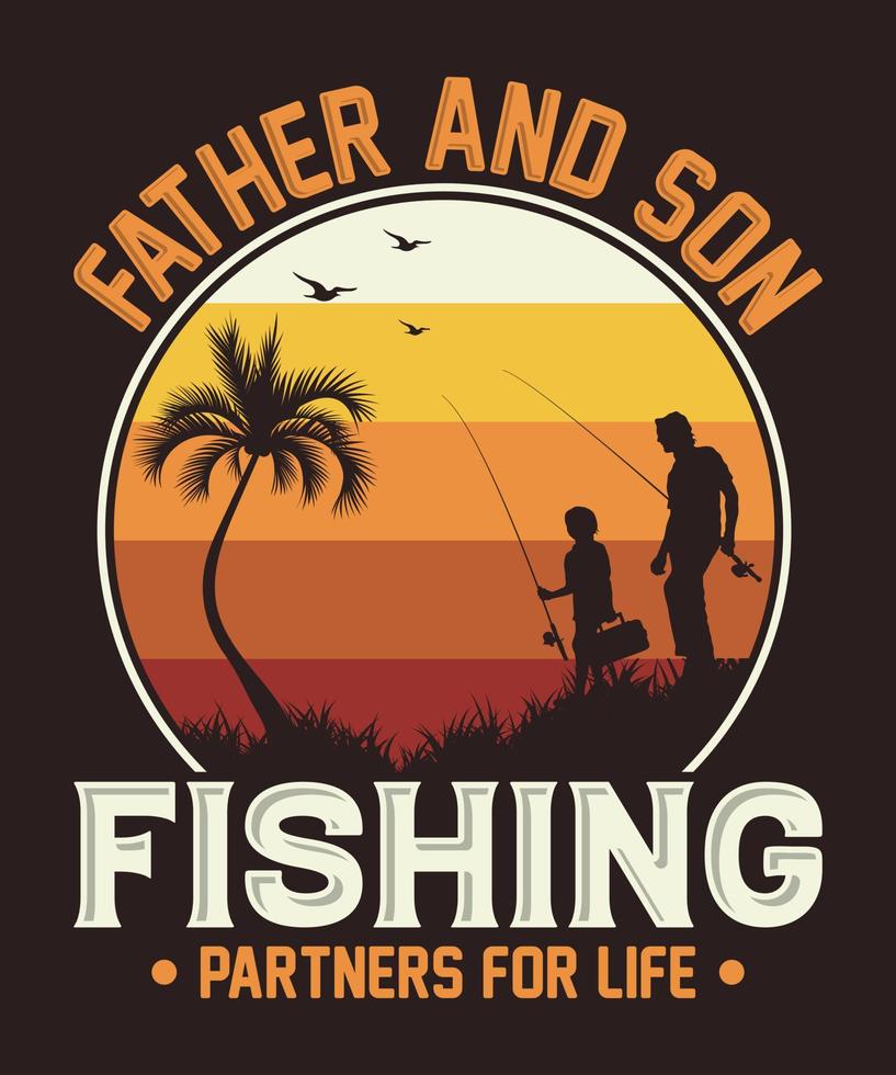 far och son fiske partners för liv t-shirt design vektor