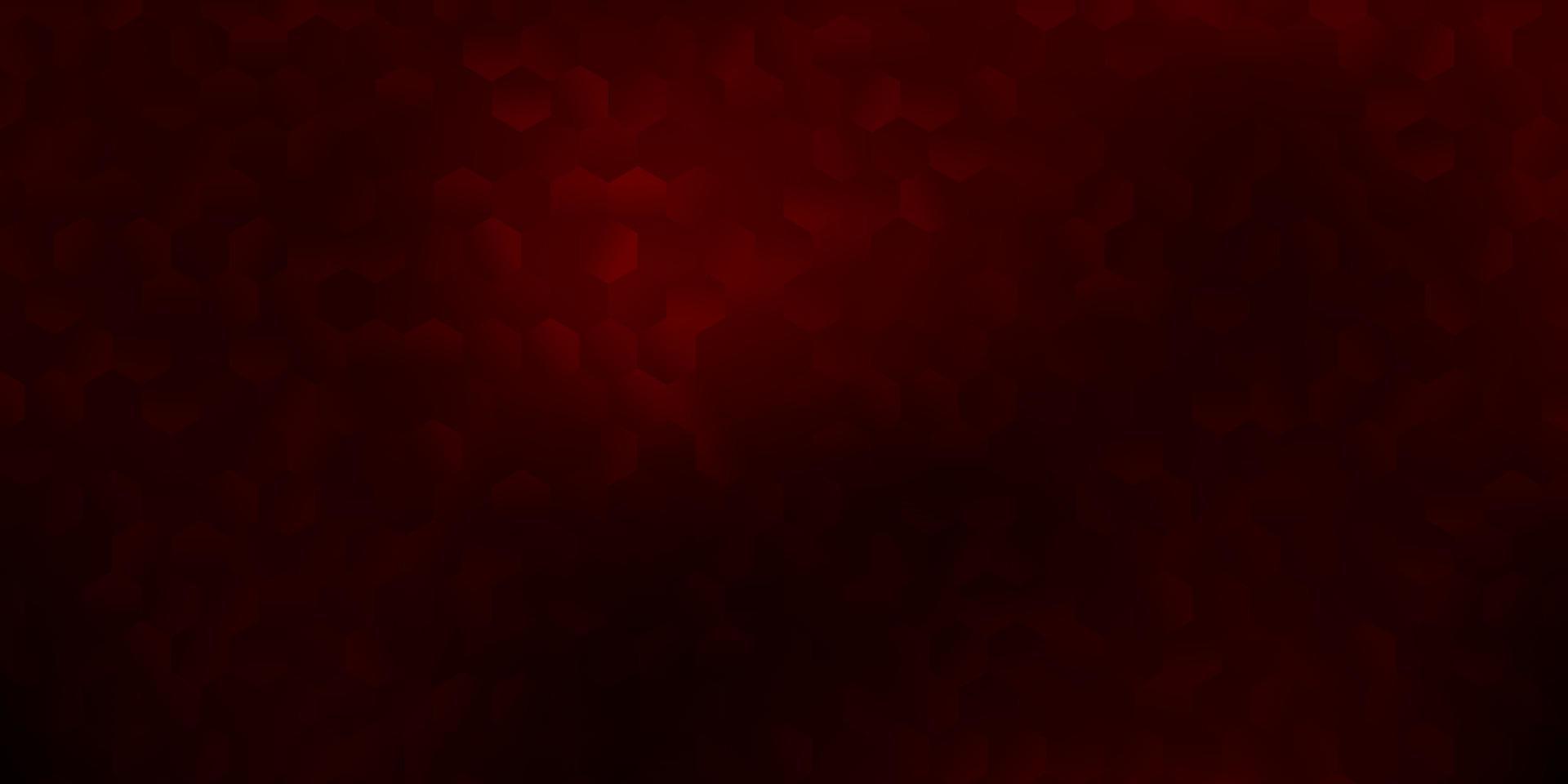 dunkelrosa, roter Vektorhintergrund mit einer Reihe von Sechsecken. vektor