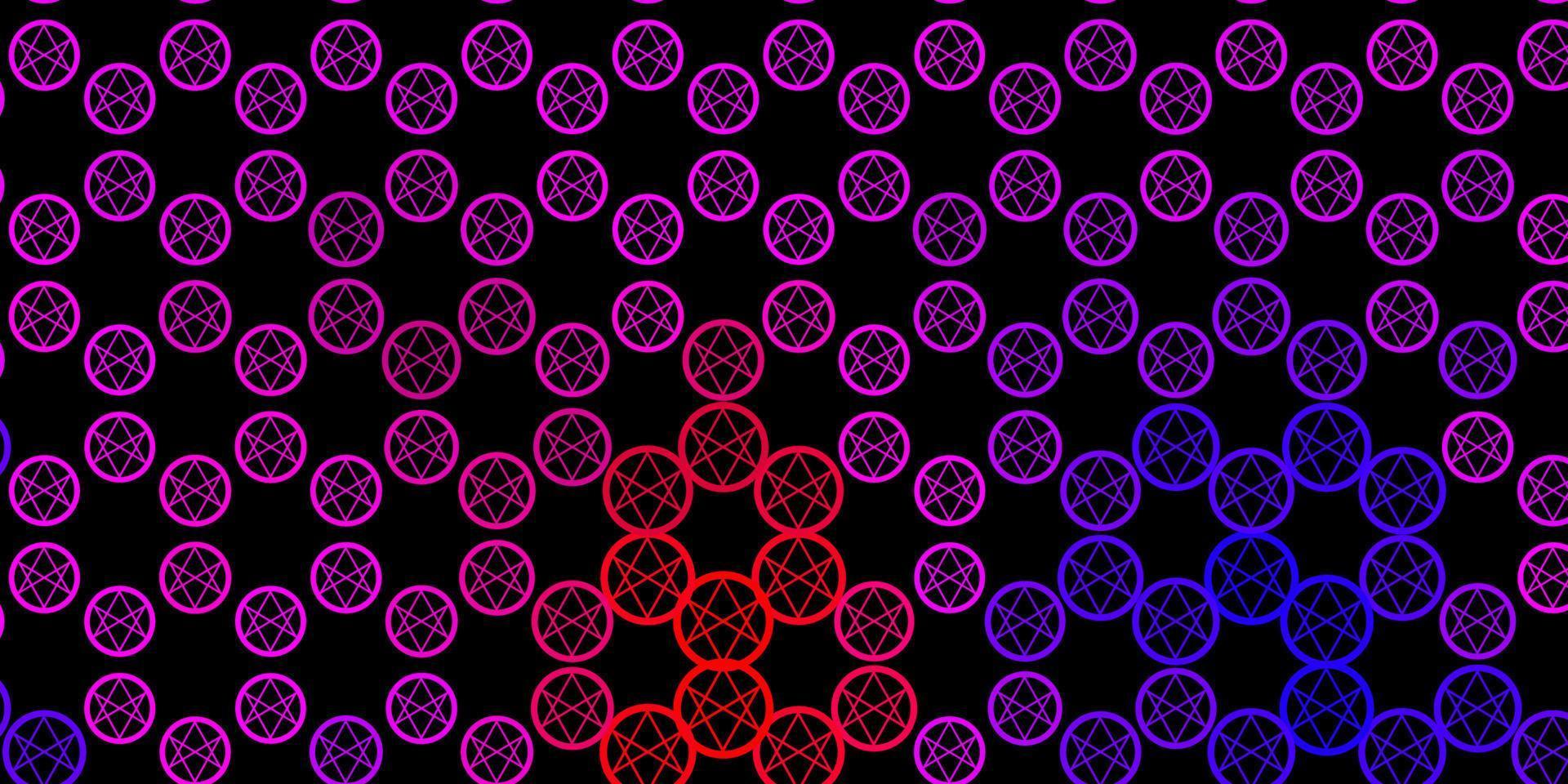 dunkelrosa, roter Vektorhintergrund mit Mysteriumsymbolen. vektor