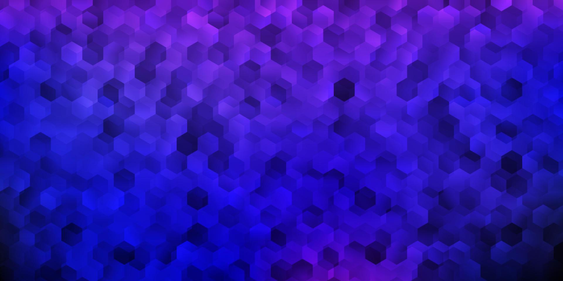 mörk lila vektor bakgrund med ett antal hexagoner.