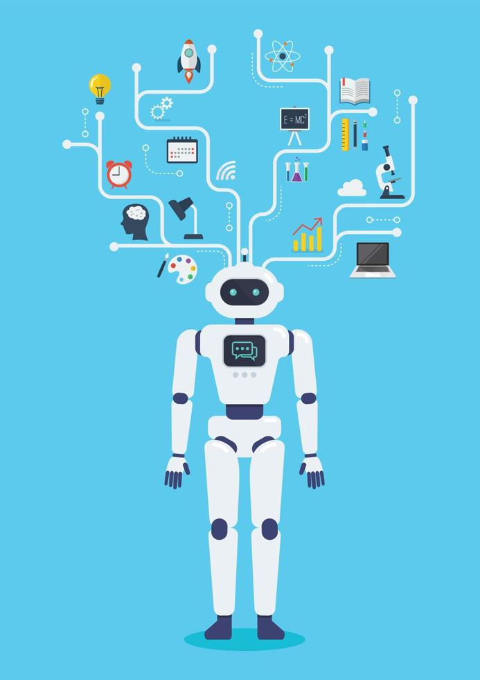 roboter cyborg virtuelle infografik vektor