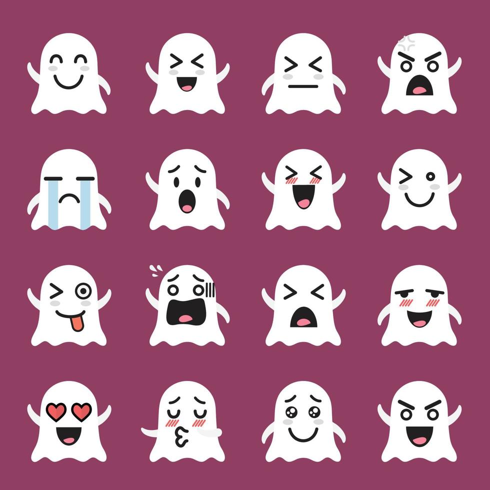 Geister-Emoji-Emoticon-Set vektor