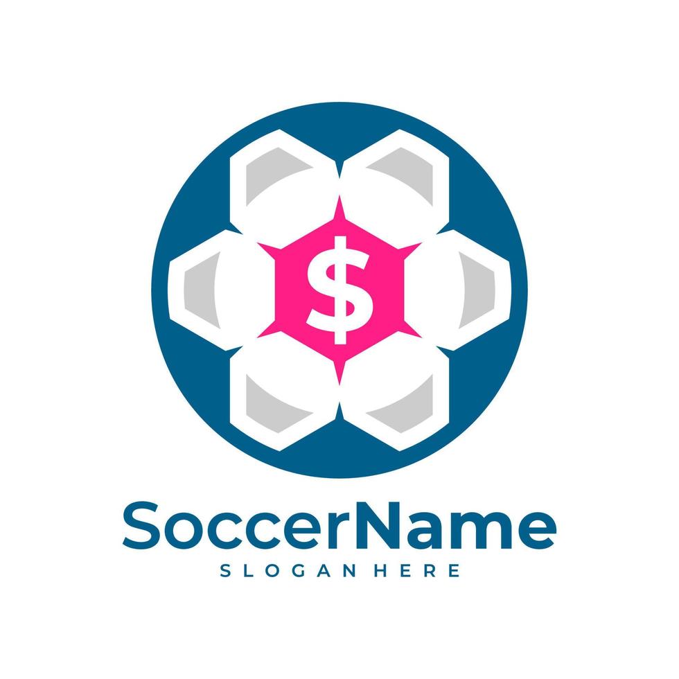 Geld-Fußball-Logo-Vorlage, Fußball-Logo-Design-Vektor vektor