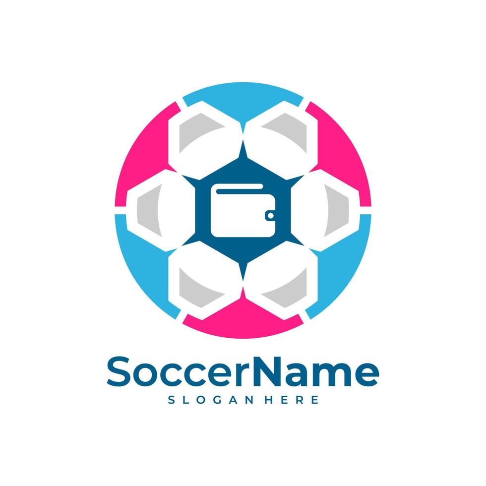 Brieftaschen-Fußball-Logo-Vorlage, Fußball-Logo-Design-Vektor vektor