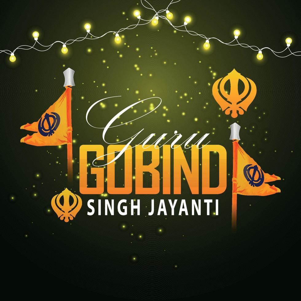 guru gobind singh jayanti firande hälsning kort med vektor illustration