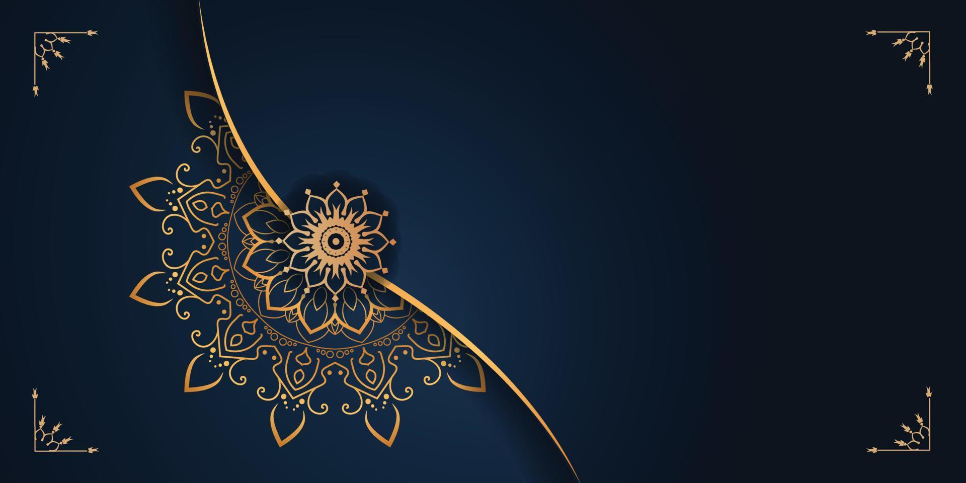 kreatives indisches Luxus-Mandala-Design, goldenes Arabeskenmuster, Mandala, Muster, Blume, Hochzeit, Vintage, Blumen, Etikett, Gold, Einladung, abstrakt, Karte, Design, Schönheit, indische Textur, vektor