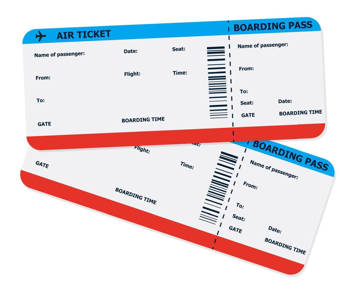 modernes und realistisches Flugticket-Design mit Flugzeit und Passagiernamen. Vektor-Illustration vektor