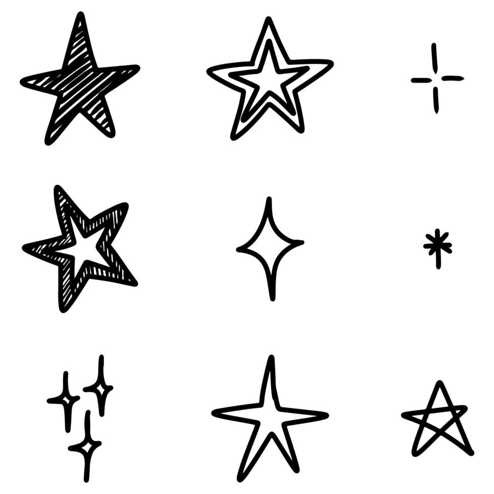 Gekritzelskizzenart der gezeichneten Illustration der Sternkarikatur Hand für Konzeptdesign. vektor