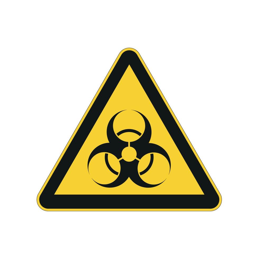 biohazard symbol tecken. biologisk fara ikon inuti gul cirkulär tecken. toxisk tecken. vektor illustration av varning radioaktiv zon. emblem av fara. varning symbol isolerat på vit bakgrund.