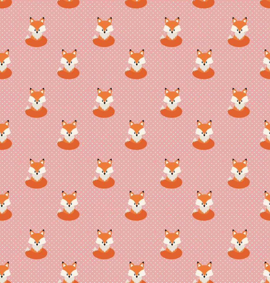 nahtloses Muster des netten Karikaturfuchs des Vektors. Kopf des orangefarbenen Fuchses auf Hintergrund. gut für Druck, Textilien, Stoffe, Tapeten, Dekoration. vektor