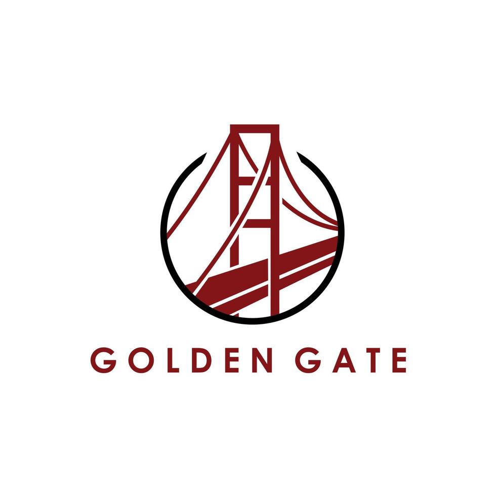 golden gate logo einfach flach in der kreisform vektor