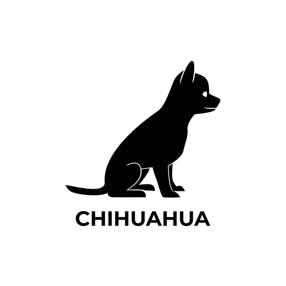 schwarzer chihuahua hund sitzend silhouette logo design vektorillustration vektor