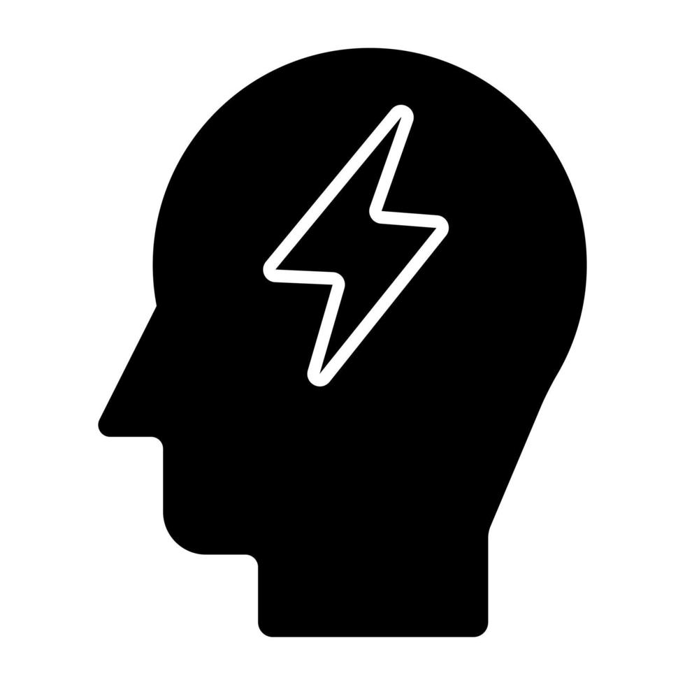 glyf design ikon av hjärna kraft vektor