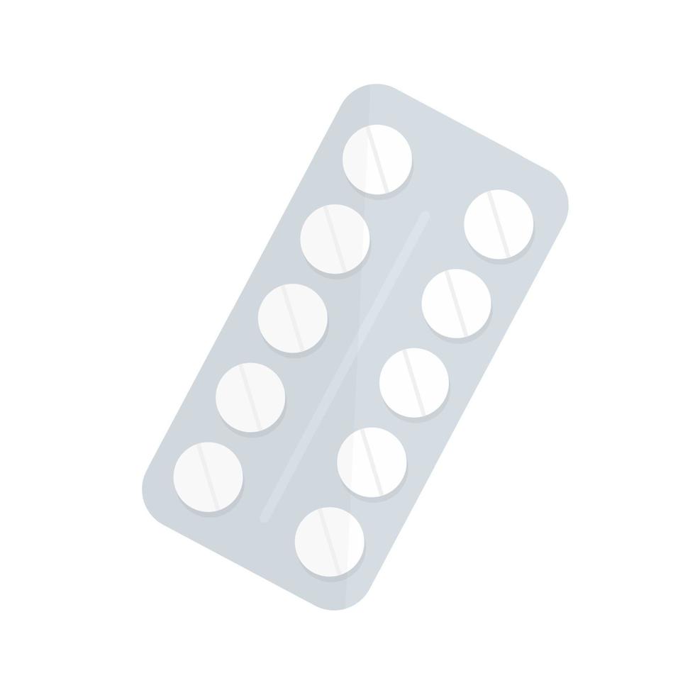 weiße packung mit tabletten, blisterpackung medikamente verspotten vektorvorlage. Schmerzmittel, Antibiotika, Vitamine, Aspirin-Tabletten für Ihr Design vektor