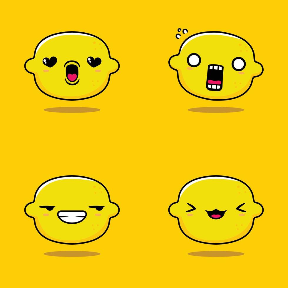 vektorillustration des kawaii zitronen-emoji-aufklebers vektor