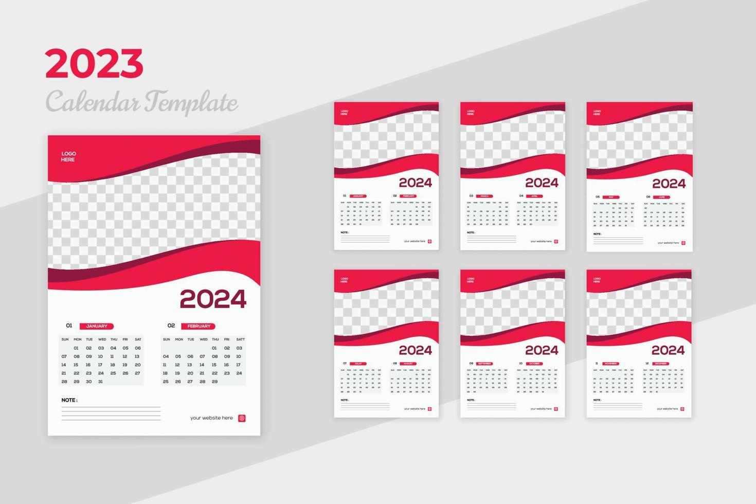 unik modern färgrik 2023 ny år kalender design vektor