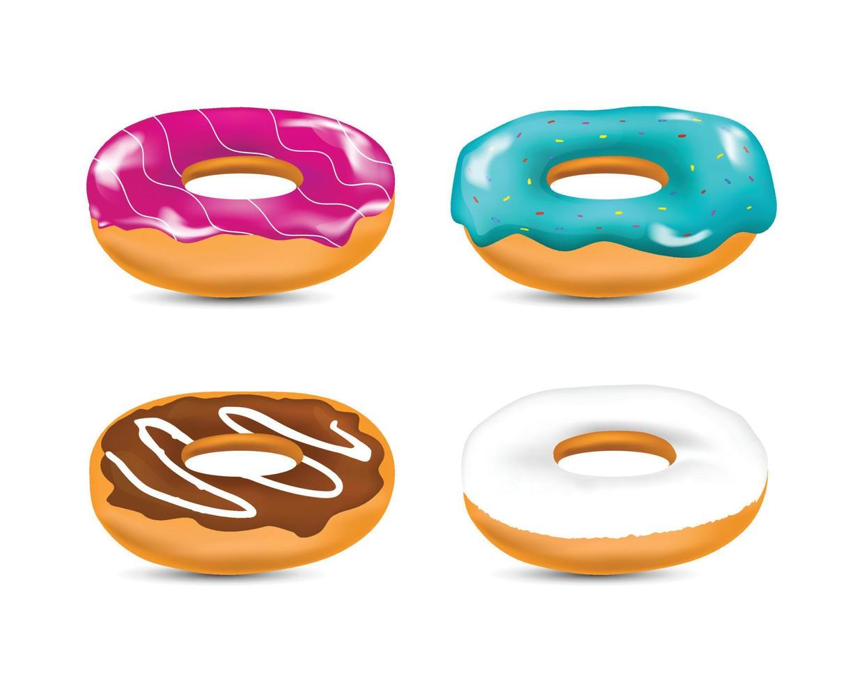 realistisches buntes donut-kuchenillustrations-vektordesign vektor