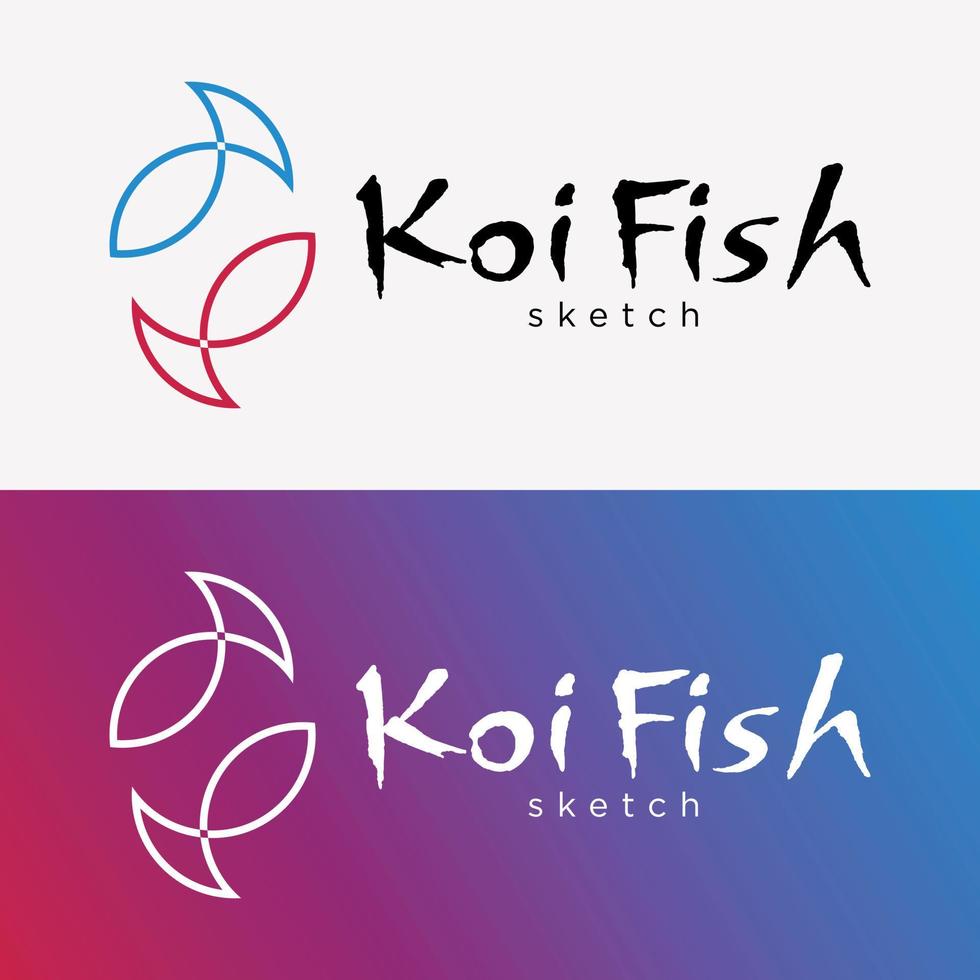 skiss koi fisk ikon symbol odling identitet mall. restaurang fisk mat logotyp design vektor