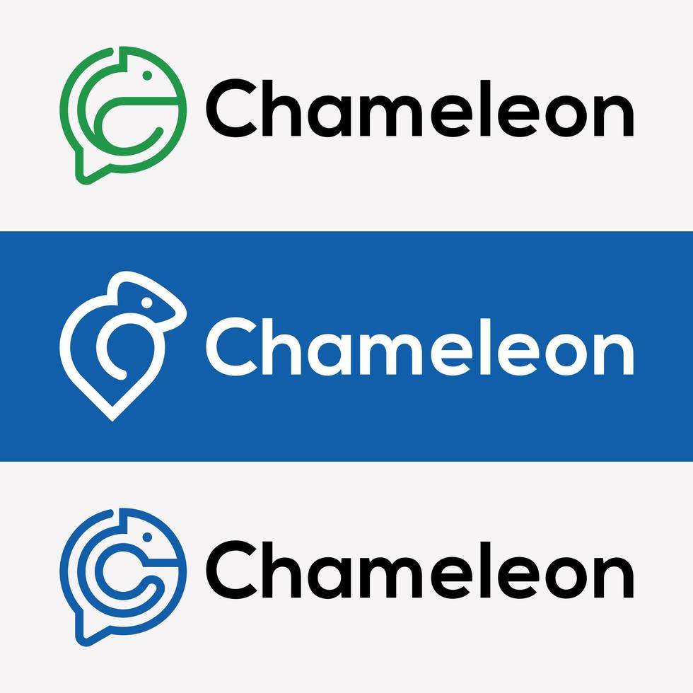 set app chat symbol symbol social media forum stil chamäleon logo design vektor