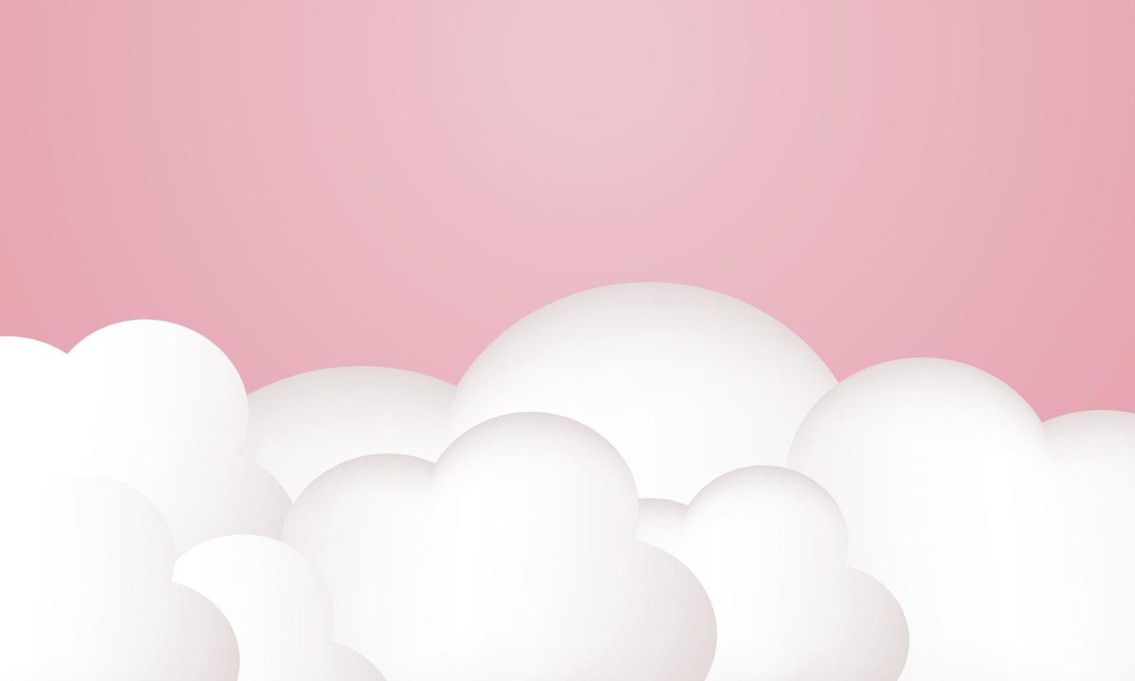 illustration 3d skön moln på rosa bakgrund plats vektor