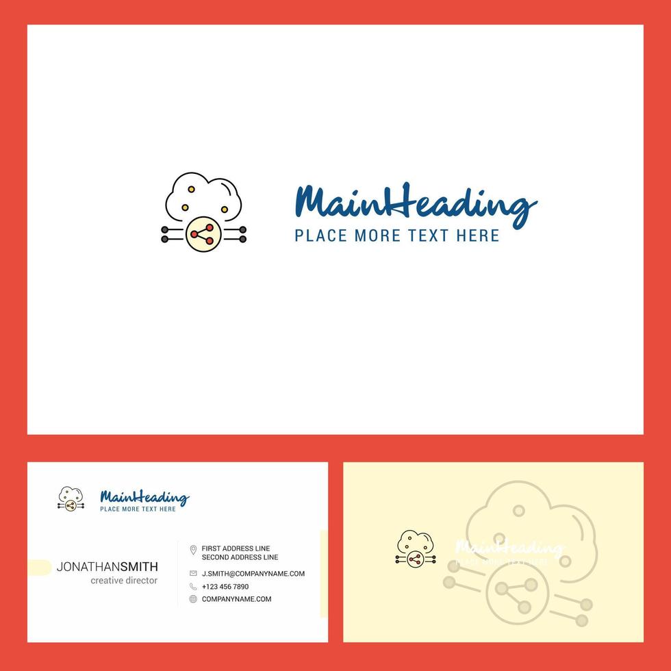 Cloud-Sharing-Logo-Design mit Slogan-Vorder- und Rückseite, Visitenkarten-Vorlage, Vektor, kreatives Design vektor