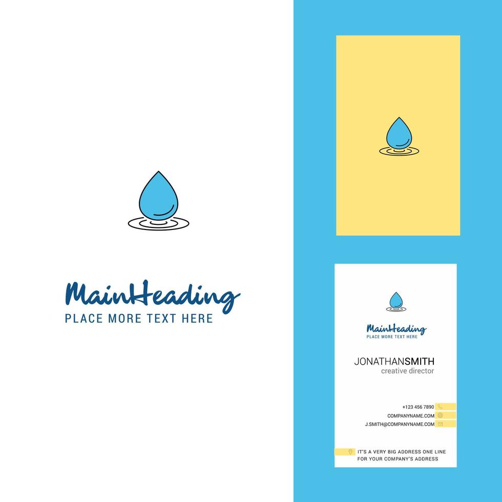 kreatives Logo des Wassertropfens und vertikaler Designvektor der Visitenkarte vektor