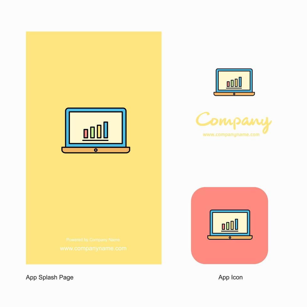 Laptop-Firmenlogo-App-Symbol und Splash-Page-Design kreative Business-App-Designelemente vektor