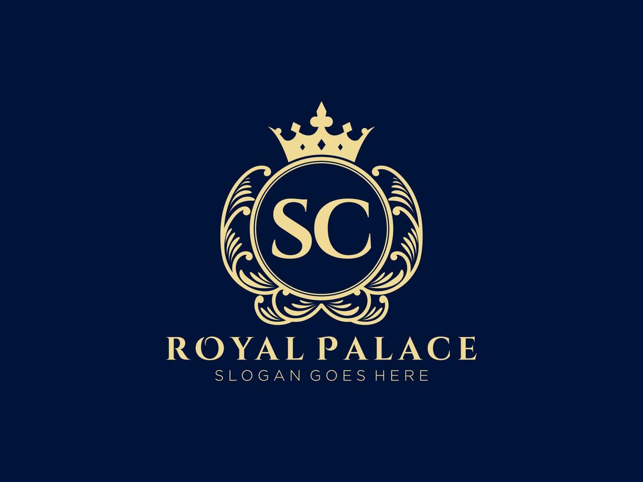 brev sc antik kunglig lyx victorian logotyp med dekorativ ram. vektor