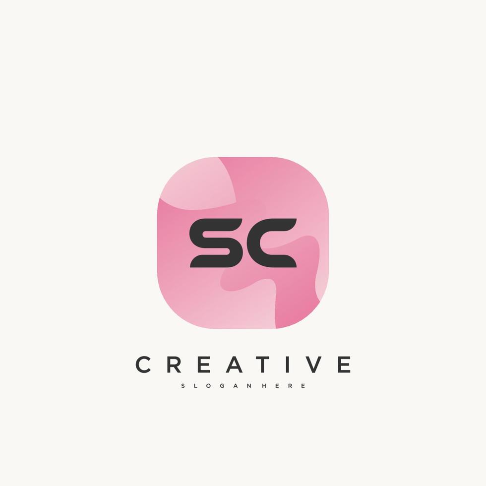 sc första brev logotyp ikon design mall element med Vinka färgrik konst. vektor