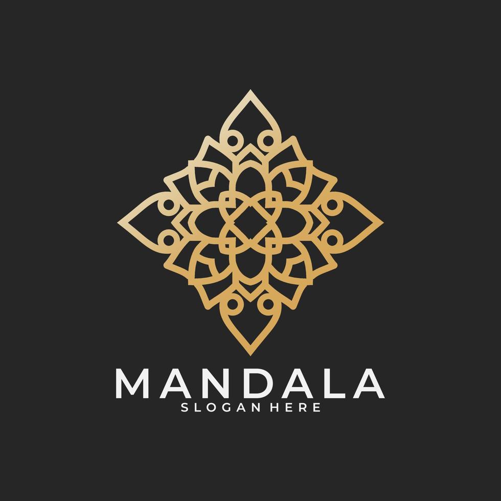 Branding-Logo, abstrakte dekorative Blumen-Mandala-Logo-Vorlage, Wirbel-Logo-Schild im dekorativen arabischen Stil, minimalistisches Blumen-Logo-Design für Boutique, Spa, Yoga, Meditation vektor