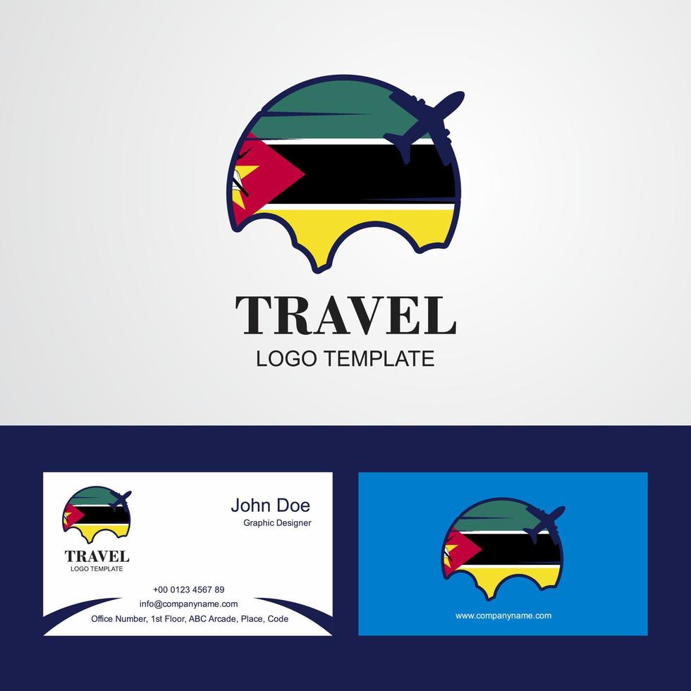 Reise-Mosambik-Flaggenlogo und Visitenkartendesign vektor
